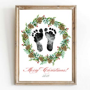 Printable Activity My First Christmas Footprint Art, Baby First Christmas Handprint Craft, Craft Kids Art, Footprint Kids Craft