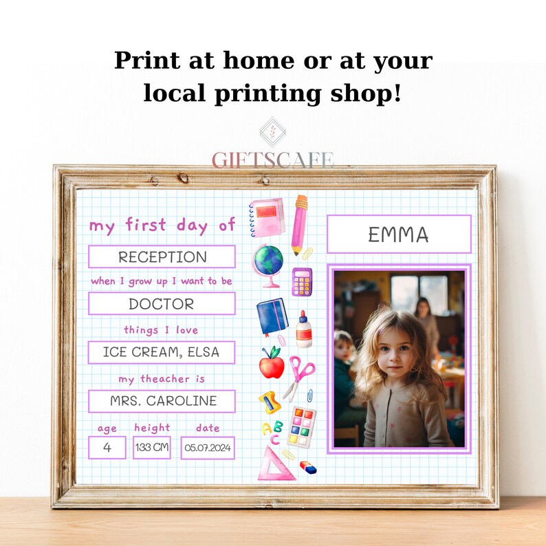 Printable My 1st First Day School Sign, Photo DIY Art Craft ...
