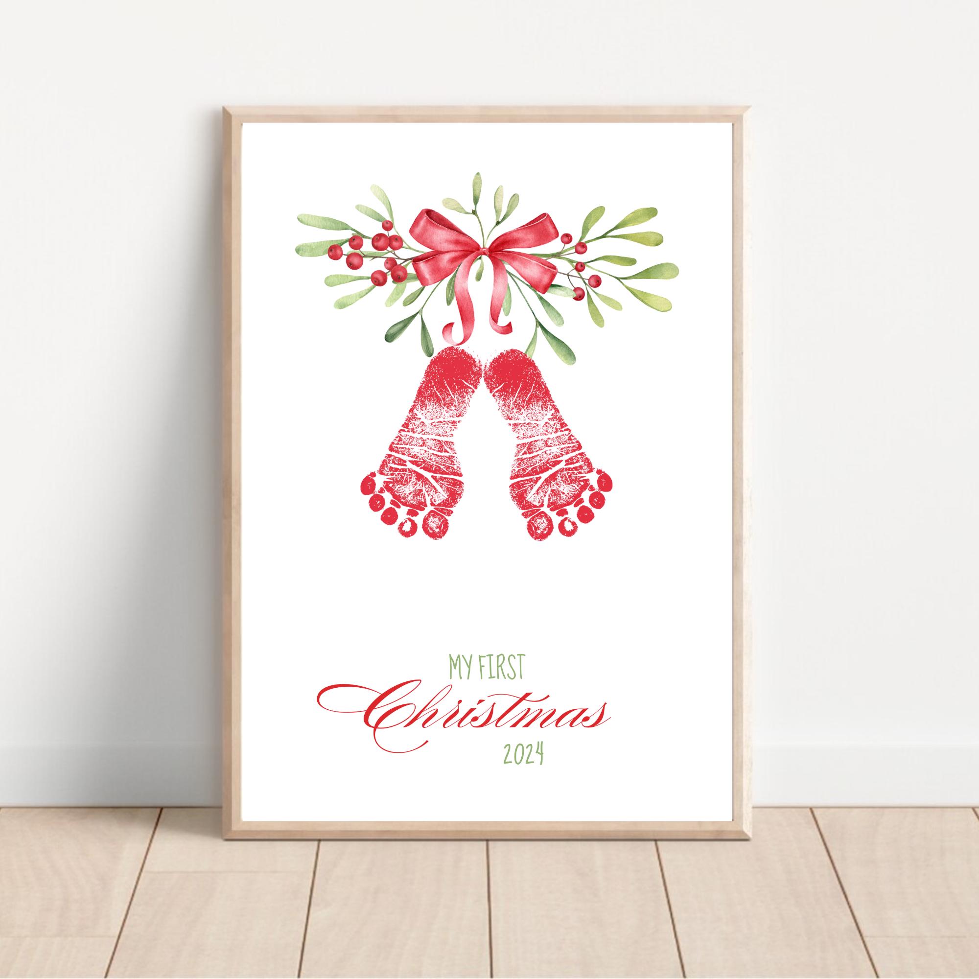 Printable Mistletoes Footprint Art Printable Template Grandparents