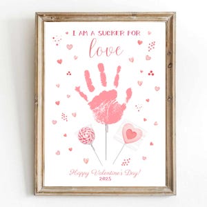 Impronta di mano stampabile per San Valentino, lavoretto fai da te per mamma e nonna, lavoretto fai da te per bambini, neonati, bambini piccoli, attività in classe per l'asilo nido