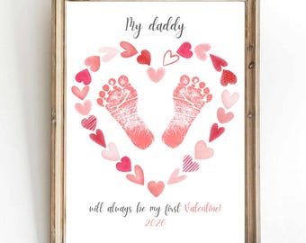 L'impronta artistica del primo bambino per San Valentino: biglietto ricordo per papà (download digitale)
