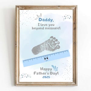 Manualidad con huellas para el Día del Padre, imprimible. Regalo para papá, ideal para niños, bebés, niños pequeños y preescolares. Tarjeta de recuerdo.