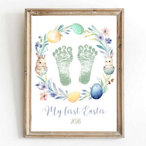 Babys erster Fußabdruck Ostern druckbares Geschenk - Andenken Kunst digitaler Download