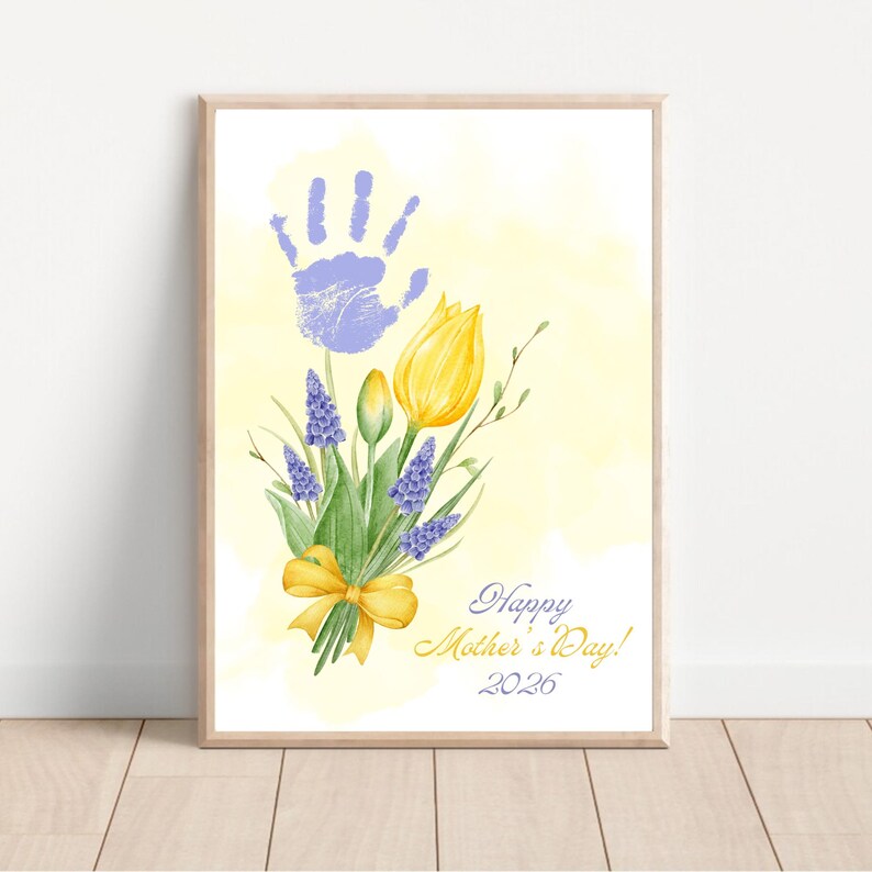 Kids Handprint Mother’s Day Printable Flower Bouquet Craft Keepsake ...