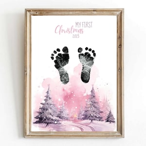 Printable My First Christmas Footprint Art, Baby First Christmas Handprint Craft, Craft Kids Art, Footprint Kids Craft