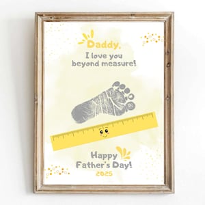 Manualidad con huellas de pies para el Día del Padre, regalo para el Día del Padre para papá, hecha por niños, bebés, niños pequeños, actividad preescolar, tarjeta de recuerdo para hacer tú mismo