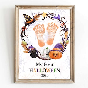 Baby&#39;s First Halloween Footprint Art: Pumpkin Keepsake (Digital Download)