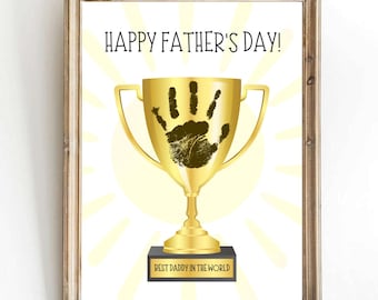 Father's Day Printable, World's Best Dad Handprint Art, Activity Page, Daddy Craft Activity, Fathers Day Gift, Fathers Day Handprint Art