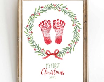 My First Christmas Footprint Art: Baby Keepsake Craft (Digital Download)