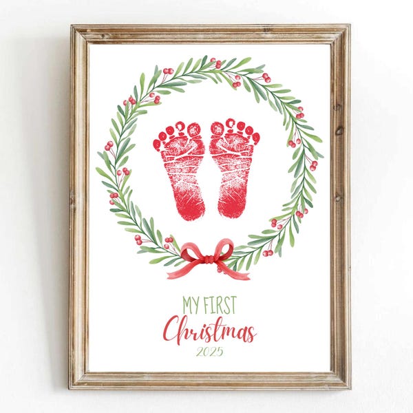 My First Christmas Footprint Art: Baby Keepsake Craft (Digital Download)