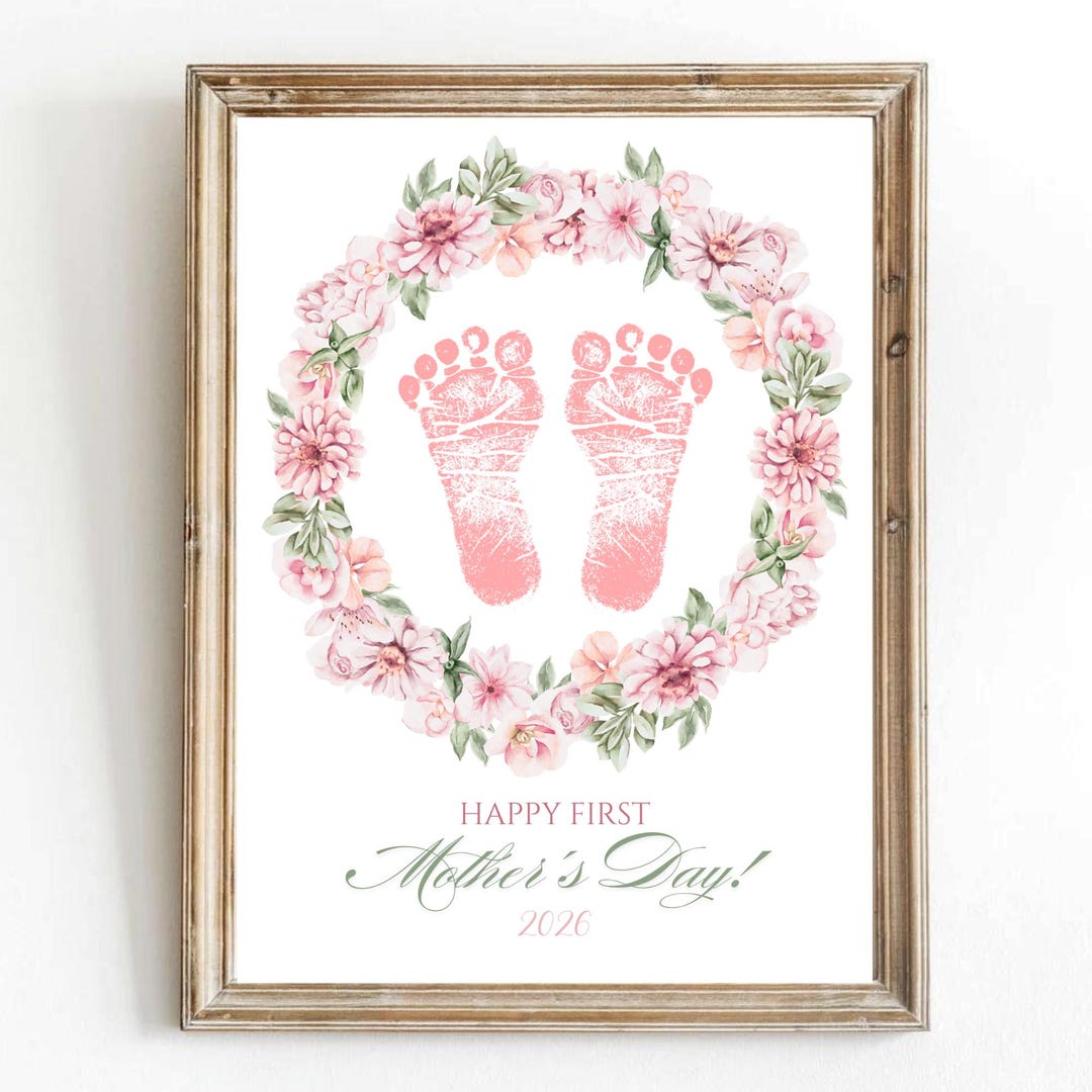 My First Mother's Day Footprint Art: Baby Handprint Craft (digital