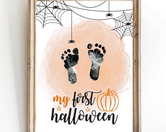 My First Halloween Footprint Art Poster