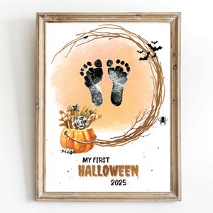 Baby&#39;s First Halloween Footprint Art Keepsake: DIY Craft (Digital Download)