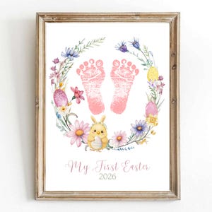 Baby's First Easter Footprint Craft Art: Chick & Bunny Keepsake Gift (Digital Download)