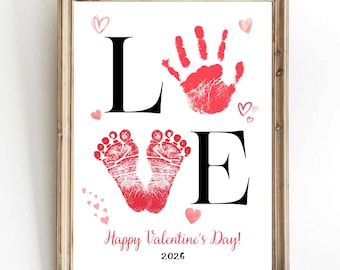 Valentinstag Fußabdruck: Baby Erinnerungskarte Geschenk (Digitaler Download)