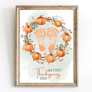 My First Thanksgiving Footprint Art: Baby Keepsake Craft (Digital Download)