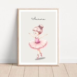 Printable Pink Ballerina Digital print, Nursery Watercolor Ballerina, Baby boy girl customized decor, Nursery wall poster