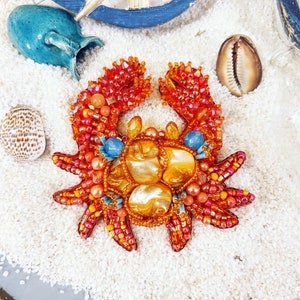 Brooch, handmade brooch, broszka, handmade accesories, gift ideas , crab, crab brooch