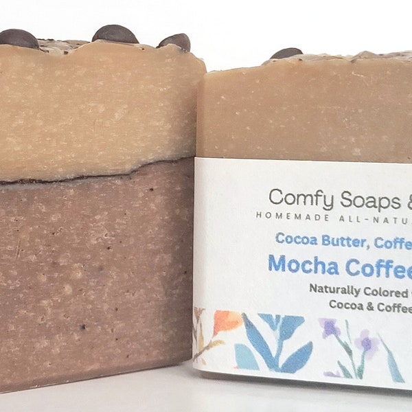 2 Bars Mocha Coffee Soap - Homemade All-Natural Soap