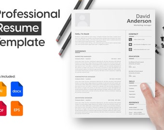 Profesjonalny szablon CV, szablon referencji, nowoczesny minimalistyczny szablon CV, CV do pracy, MS Word | Adobe Illustrator | PDF | Eps