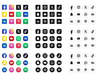 Pakiet ikon mediów społecznościowych | Wektor, edytowalny (do natychmiastowego pobrania)