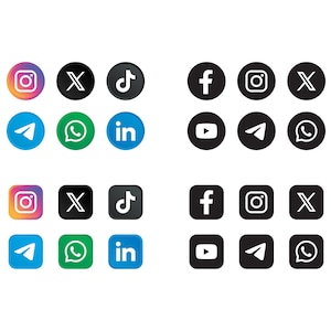3D and Plain social media icons set | Vector files | Social Network Icons  | Instant download