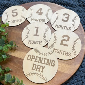 Baseball Baby Milestone Markers: Laser Engraved Plywood, Newborn Photo Props