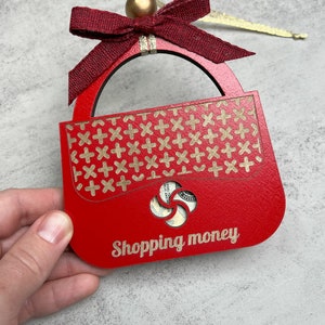 Exclusive Personalized Shopping Money Wooden Ladies Purse Gift Card & Money Holder – Unique Apple Red Ornament for Holidays, Valentines gift