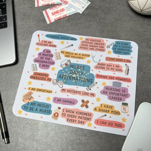 Nurse Daily Affirmations Mouse Pad, High-Quality Sublimation Print, Perfect Back to School Gift, School Nurse Gift, Nurse Gift