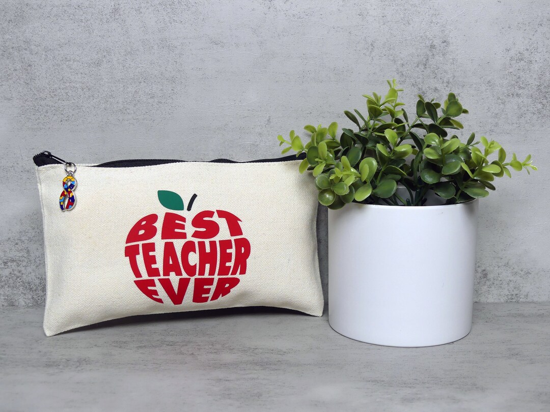 Multipurpose Cotton Cosmetic Bag - 8 X 4.7 Inches - "best Teacher Ever ...