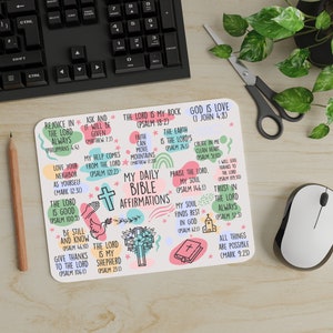 Custom 'My Daily Bible Affirmations' Mouse Pad - 9.5 x 7.9 inches (24 x 20 cm) - Christian Design with Bible Quotes - Gift for Christian