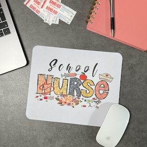 Cheerful &#39;School Nurse&#39; Mouse Pad - 9.75x7.9&quot;, Dedicated School Nurse Design, Perfect Gift for School Nurses