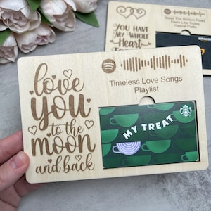 Spotify Style Wooden Gift Card Holder - Song Quotes Design - Great for Birthdays, Valentine&#39;s & More - Birthday Gift - Gift for her