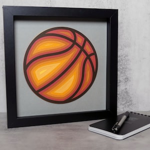 3D Shadow Box Art with Classic Basketball Design - Slam Dunk Style - Basketball gift - Gift for Basketball lovers - Sport Gift - Basketball
