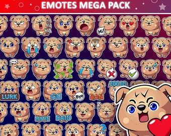 46 hondenemotespakket, twitch-emotes, Discord-emotes, png-emotespakket, klaar voor gebruik
