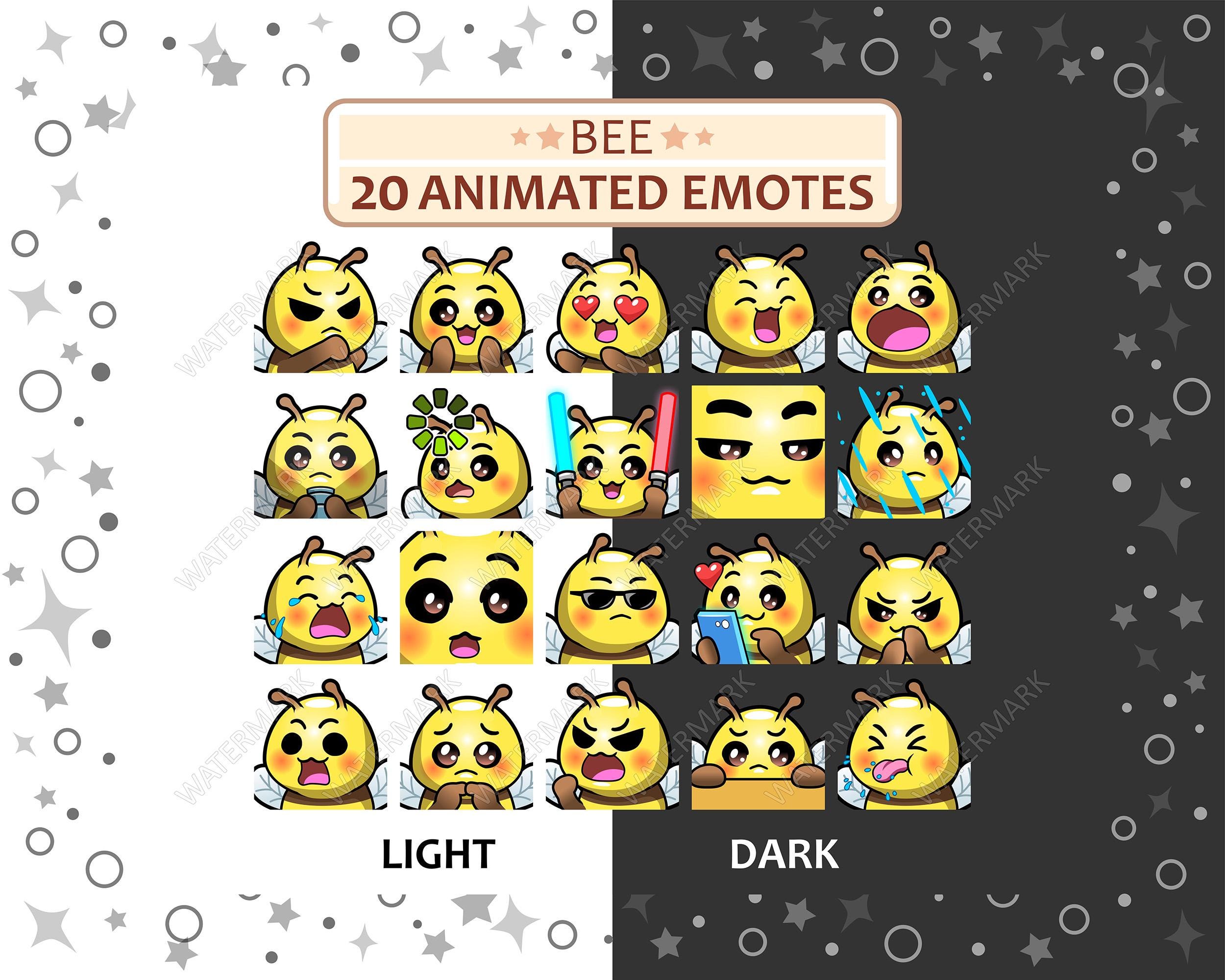 20 Animated Bee Emotes Pack, Twitch Emotes, Discord Emotes, GIF Emotes ...