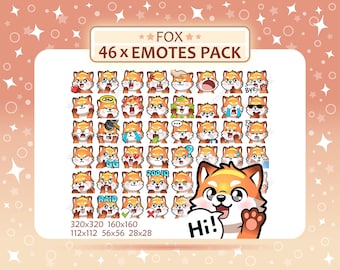 46 Fox Emotes Pack, Twitch Emotes, Discord Emotes, PNG Emotes Pack, Ready to Use