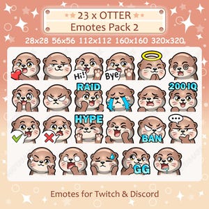 Otter Emotes x 23 Pack 2 for Twitch & Discord Emote | Otter Twitch Emote Pack, Discord Emote Pack, Otter Emoji Bundle Pack