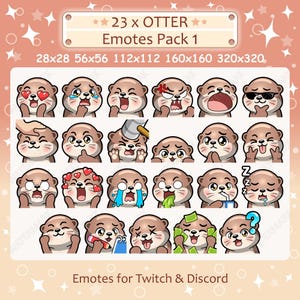 Otter Emotes x 23 Pack 1 for Twitch & Discord Emote | Otter Twitch Emote Pack, Discord Emote Pack, Otter Emoji Bundle Pack