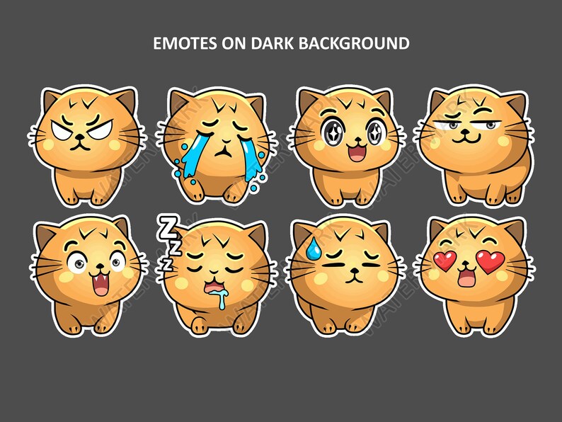 Ginger Cat Emotes Pack 2 / for Twitch Emote, Discord Emote, and