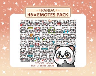 46 Panda Emotes Pack, Twitch Emotes, Discord Emotes, PNG Emotes Pack, sofort einsatzbereit