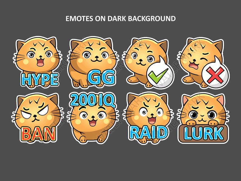 Ginger Cat Emotes Pack 5 / for Twitch Emote, Discord Emote, and