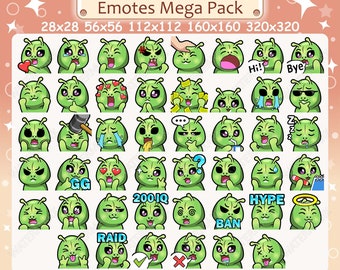 Alien Emotes x 46 for Twitch & Discord Emote | Alien Twitch Emote Pack, Discord Emote Pack, Cute Chibi Kawaii Alien Emote Bundle Mega Pack