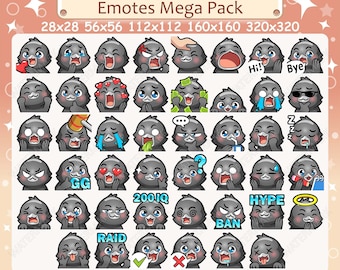 Crow / Raven Emotes x 46 for Twitch and Discord Emote | Black Crow Twitch Emote Pack, Discord Emote Pack, Bird Emotes Bundle Mega Pack