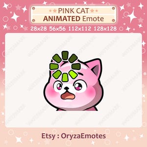 Animated Emote Pink Cat Loading Sign Emote / Pink Cat Confused Emote / Twitch & Discord Emote / Cute Chibi Cat Emoji / Emote for Streamer