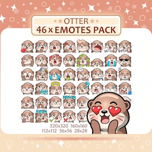 46 Otter Emotes Pack, Twitch Emotes, Discord Emotes, PNG Emotes Pack, Ready to Use
