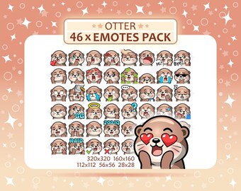 Paquete de 46 gestos de nutria, gestos de Twitch, gestos de Discord, paquete de gestos PNG, listo para usar