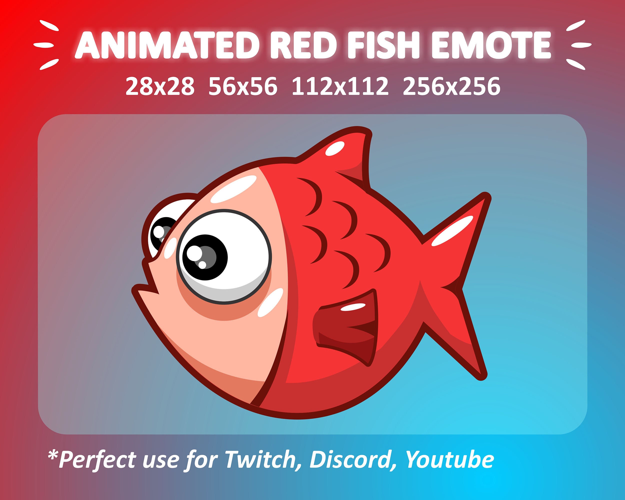 Red Fish Animated Emote for Twitch, Discord, and Youtube / Animated