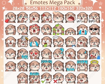 Otter Emotes x 46 for Twitch & Discord Emote | Otter Twitch Emote Pack, Discord Emote Pack, Otter Emotes Bundle Mega Pack