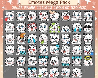 White Wolf Emotes x 46 for Twitch & Discord Emote | White Wolf Twitch Emote Pack, Discord Emote Pack, Wolf Emotes Bundle Mega Pack